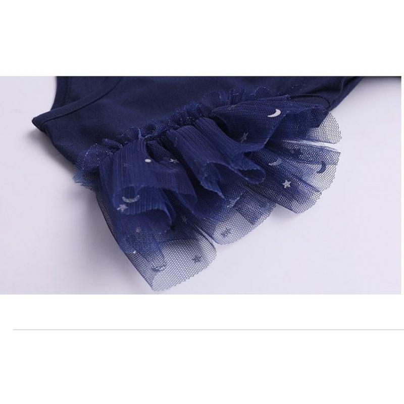 Girls Summer Dress New Fashionable Starry Sky Gradient Short Sleeve Dress Princess Dress Puffy Tulle Dress Children's Dress