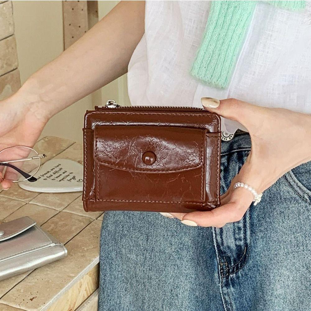 Ultra Thin Women Short Wallet Short Clutch Coin Pouch Portable PU Leather Card Holder  Men
