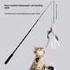 Interactive Long Extendable Pole Cat Toy with Artificial Feathers Pet Supplies for Cats Pet Toy