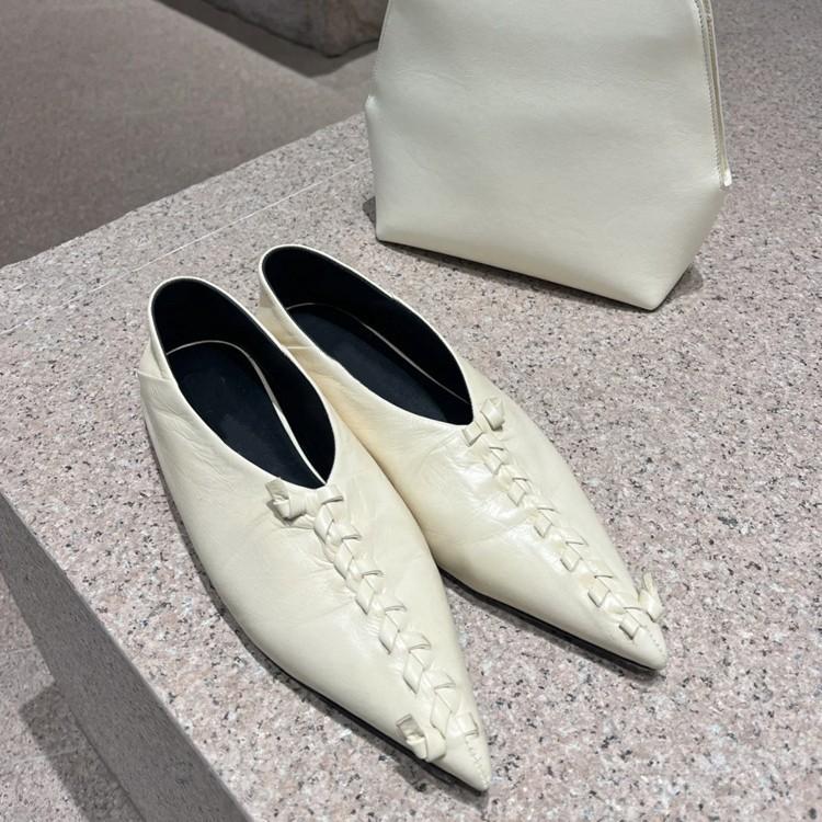 Fashion Shoes Women 2025 New Pointed Toe Designer Woven Leather Mary Jane Flat Single Shoes Simple Elegance Slip-on Fashion Loafers