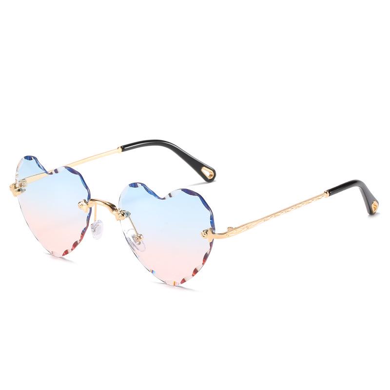 Rimless Sunglasses, Trendy Personalized Street Shot Heart-Shaped Sunglasses, Love Sunglasses For Women