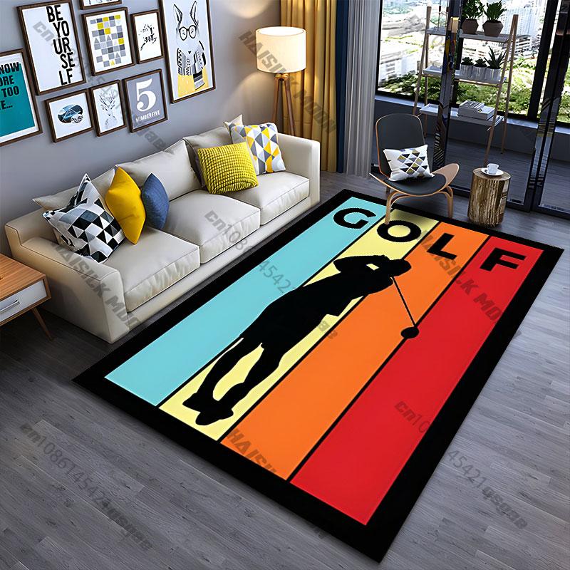 Colorful Golf Silhouette Design Carpet Yoga Living Room Room Decor Children's Crawling Mat Doormat Area Rug Games Mat