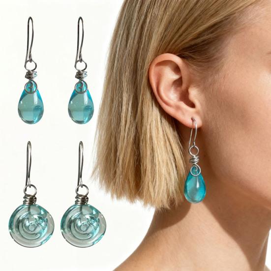 Handmade Earrings with Spiral Design Retro Bronze Hooks Handmade Sustainable Earrings Charm Necklace Jewelry Gift