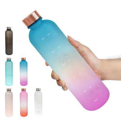 1000ML Space Cup Time Marker Portable Outdoor Sports Bottle Frosted Gradient Color Cup