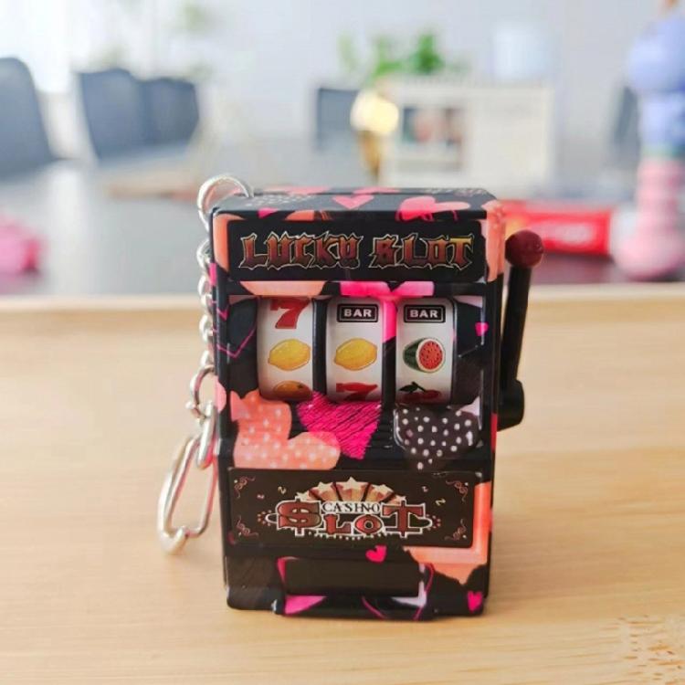 Miniature Fruit Slot Machines Keychain Charm Colorful Accessory for Bags Portable Entertainment Phone Chain Decoration