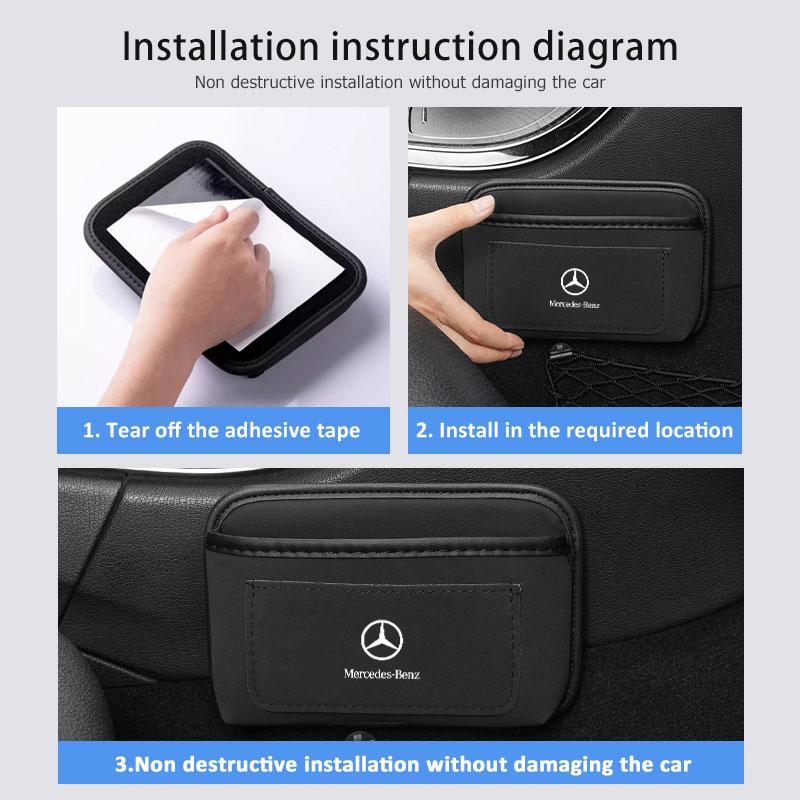CRS1 Car Storage Pocket Sticky Side Door Hanging Phone Purse Box For Mercedes Benz W202 W212 W126 W140 W168 W177 CLS GLE GLC GLS CLA