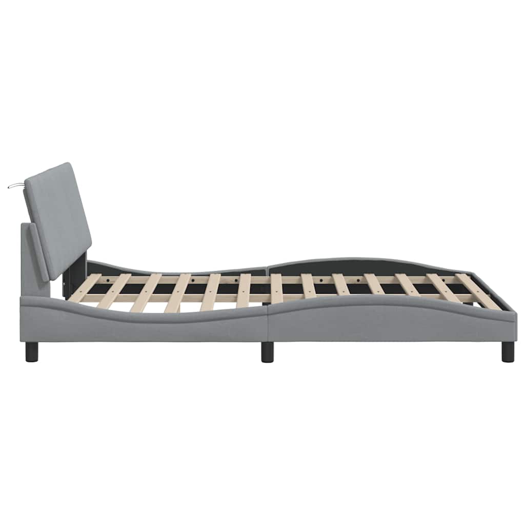 Bed Frame without Mattress  Hanko  Light Grey 140 x 200 cm Fabric