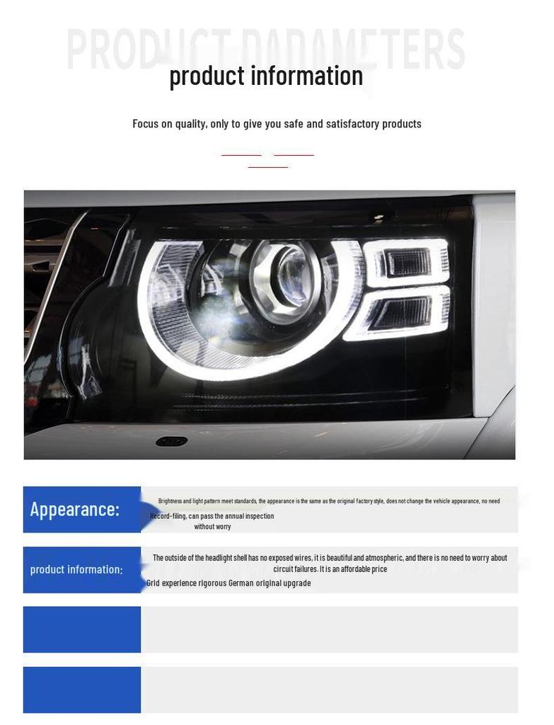 Land Rover Discovery 4 Defender-Style Headlight Assembly with LED Turn Signal & DRL (2010-2017 Models)