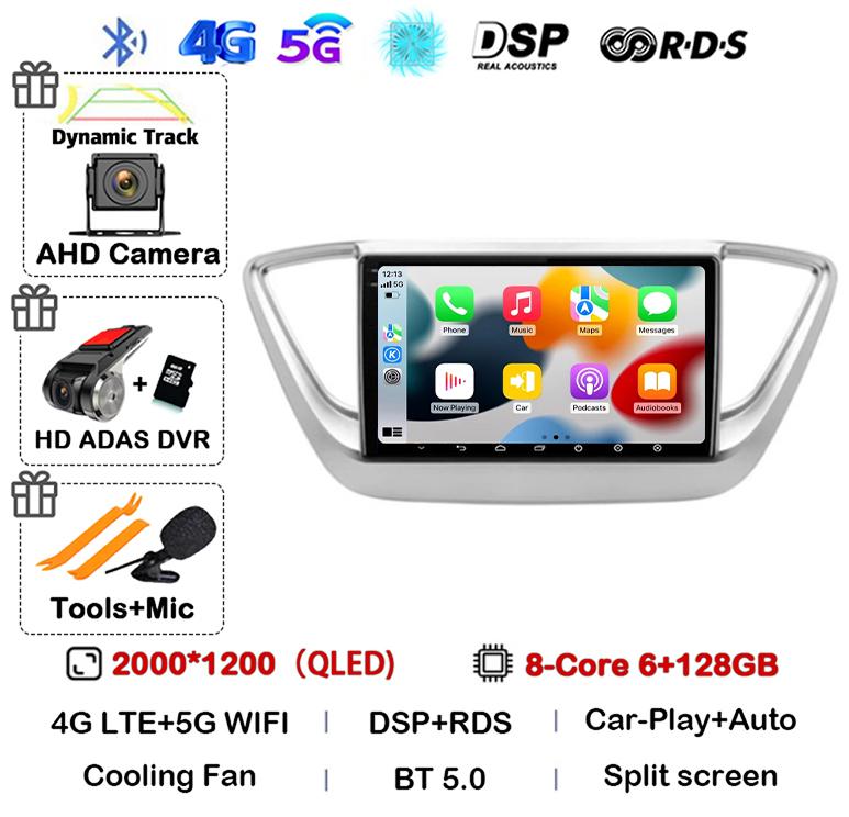Android 14 Carplay WIFI+4G Car Radio For Hyundai Solaris 2 Verna 2016-2020 Multimedia Video Navigation Player Auto Autoraido GPS
