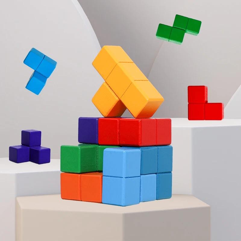 NEW 3D Wooden Soma Cube Toys Children Early Educational Building Block Montessori Puzzle Games Toys Brain Storm Game Sensory Toy
