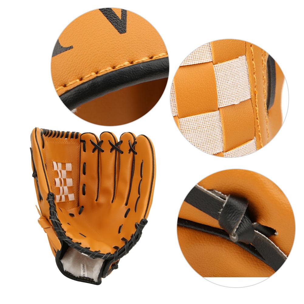 PVC Thicken Baseball Glove Training Competition Gloves for Adults Children(Brown 12.5inch)