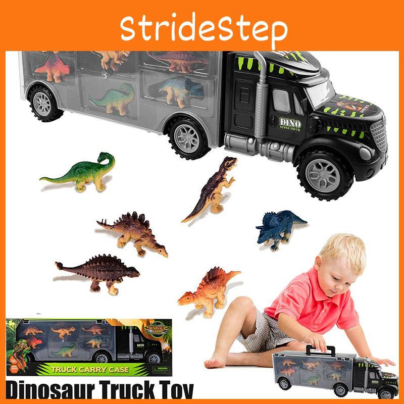 Exciting Dinosaur Truck Carry Case Transporter Dino Figures Playset For Kids Xmas Gift