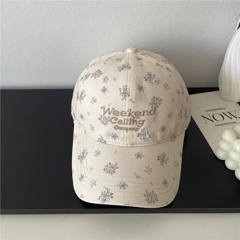 Small Fresh Embroidery Letter Floral Baseball Cap Female Early Spring Cute Age Reducing Sweet Cap