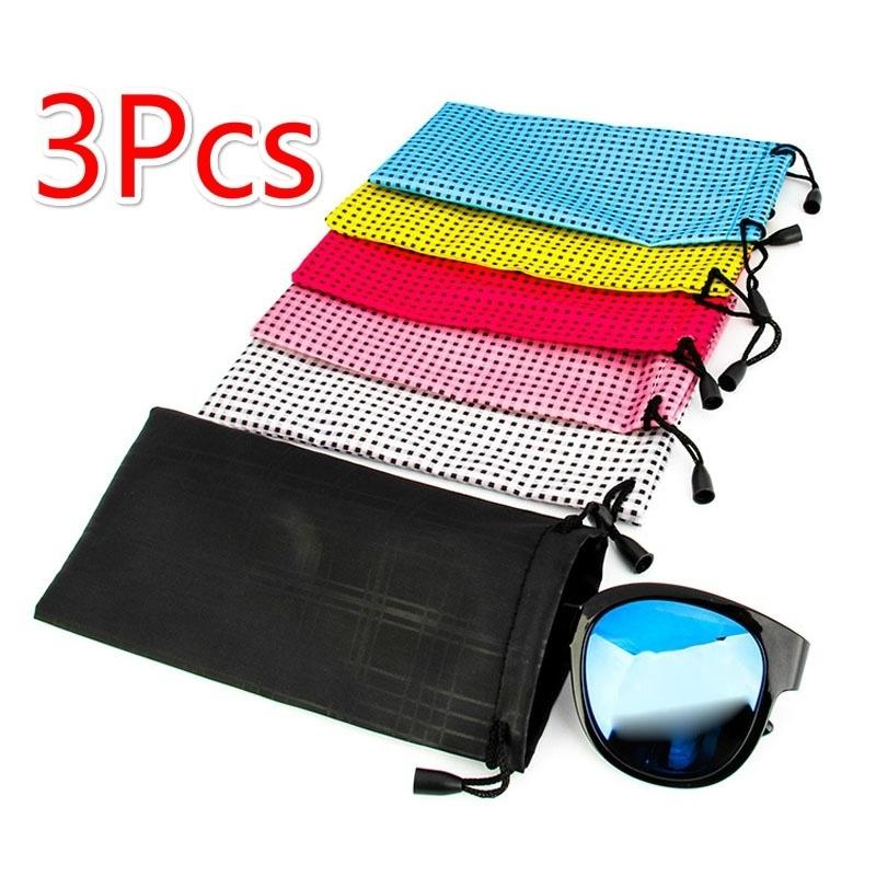 3pcs/lot New Popular Lattice Glasses Bag Waterproof Plastic Sunglasses Pouch Soft Eyeglasses Bag Gla