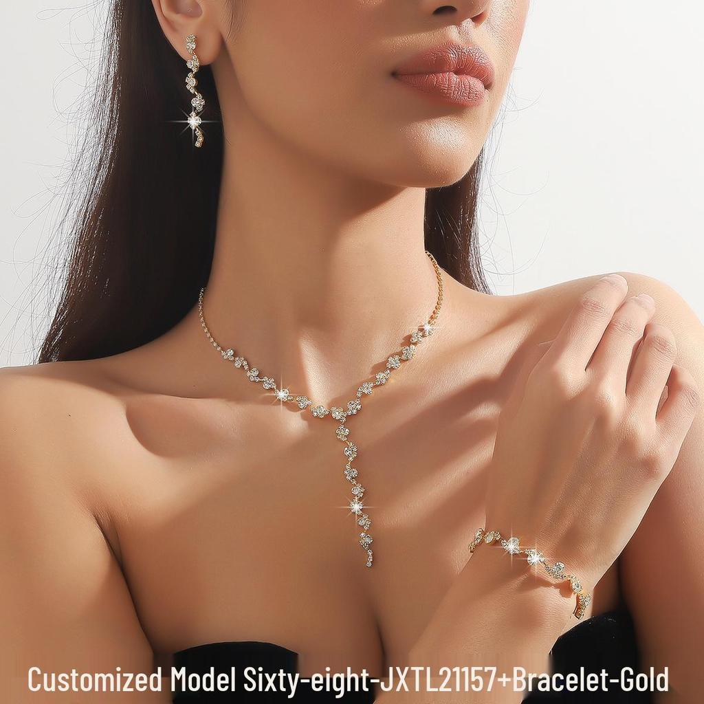 Pink Diamond & Multi-Color Gem Jewelry Set: Necklace, Earrings, Bracelet Trio for Weddings.