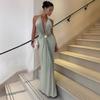 Summer New Fashion Spice Girl European and American Dress, Lace-up Neck Halter Sexy V-neck Vacation Dress
