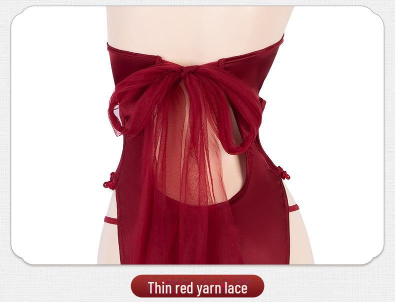 Manyan Sexy Halter Neck Cutout High Waist Split Cheongsam Lingerie