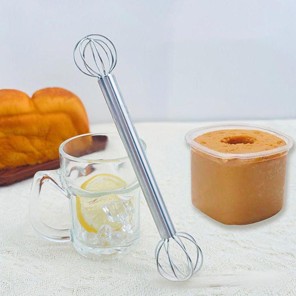 Cream Whipper Stainless Steel Double-Head Miso Paste Stirrer Ergonomic Blender Japanese Mixing Tool for Stirring Kitchen Cooking