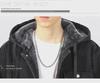 Men's Winter Fleece-Lined Loose-Fit Denim Jacket with Hood - Trendy Mid-Length Lambskin Windbreaker