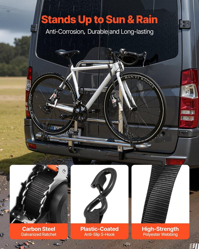 Retractable Ratchet Straps, 25.4 mm x 3 m, Tie Down Straps with S Hooks, 544 kg Break Strength, 4 Soft Loops, Tie Down Ratcheting for Moving,