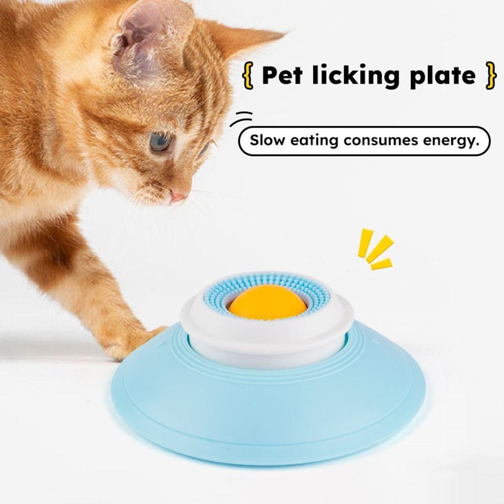 Interactive Cat Slow Feeding Toys Plastic Slow Food Plate Cat Suction Cup Licking Ball Dogs