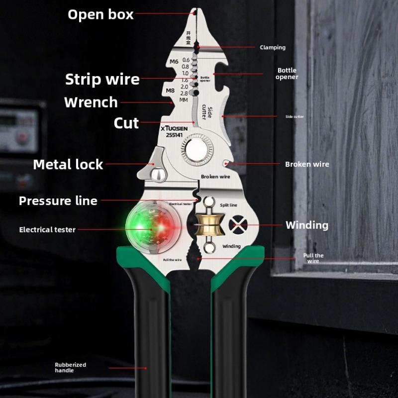 10 IN 1 Multifunctional Wire Stripper with Electricity Measurement Plier for Cutting Pulling Wires Cable Electrician Scissors