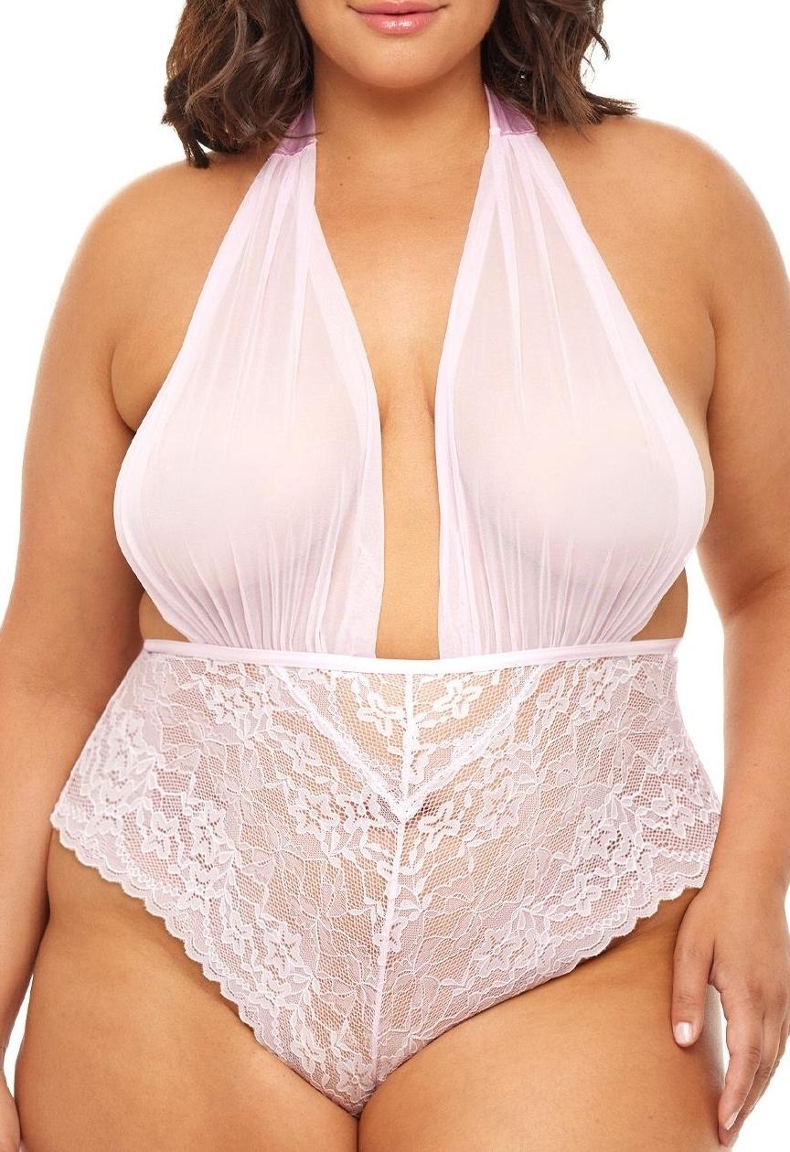 

Розовый боди Aria больших размеров Grande Taille прозрачный