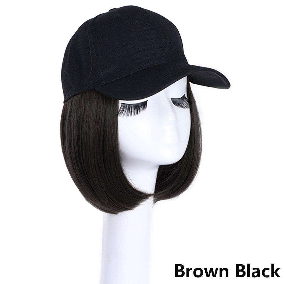 Perucă de păr sintetică șapcă de baseball damă Peruci scurte și drepte pentru femei Petrecere de zi cu zi Negru maro Perucă reglabilă natural Connect
