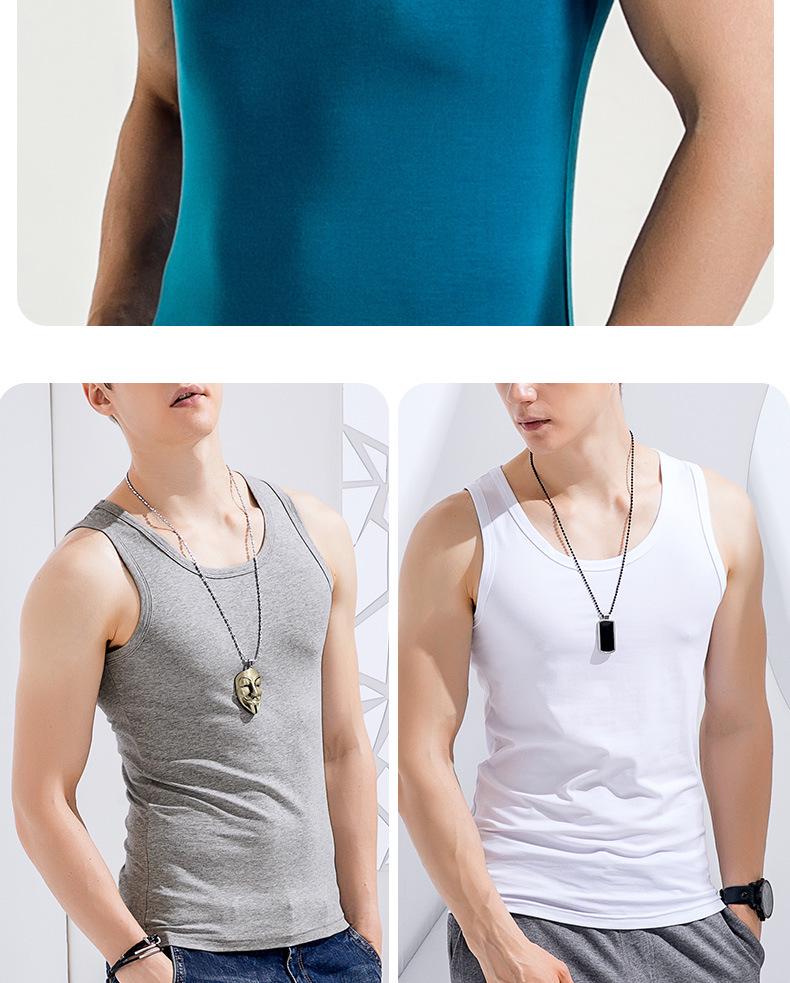 Men's Modal Silk Cotton Sleeveless Sports Vest T-Shirt