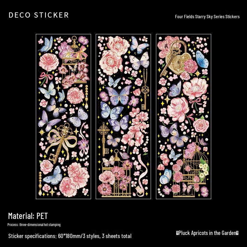 InFeel.Me PET Stickers: Wild Starry Seas Series with Hot Stamping Clock Chain Journal Decoration.