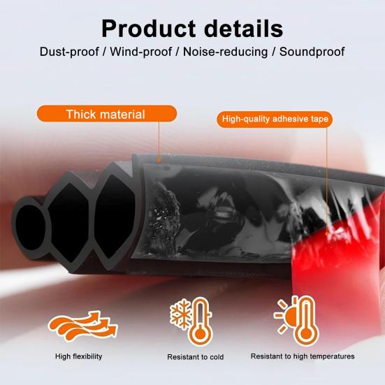 Bumper Strip Three-Layer Weatherstripping Thick Rubber Door Seal Strip Large Gaps Flexible Durable Insulation Strip