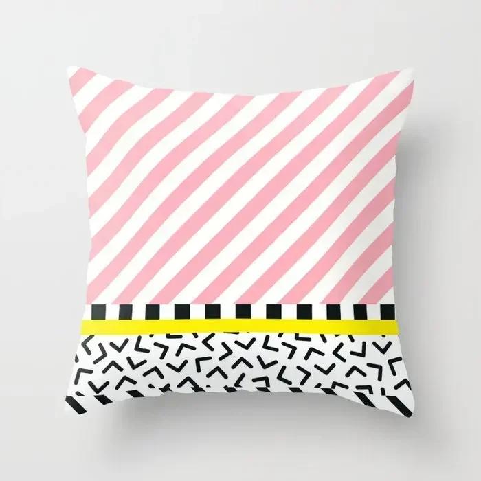40/45/50 Mint Pink Throw Pillow Case Memphis Inspired Pattern Check Cushion Covers Home Sofa Chair Decorative Pillowcases