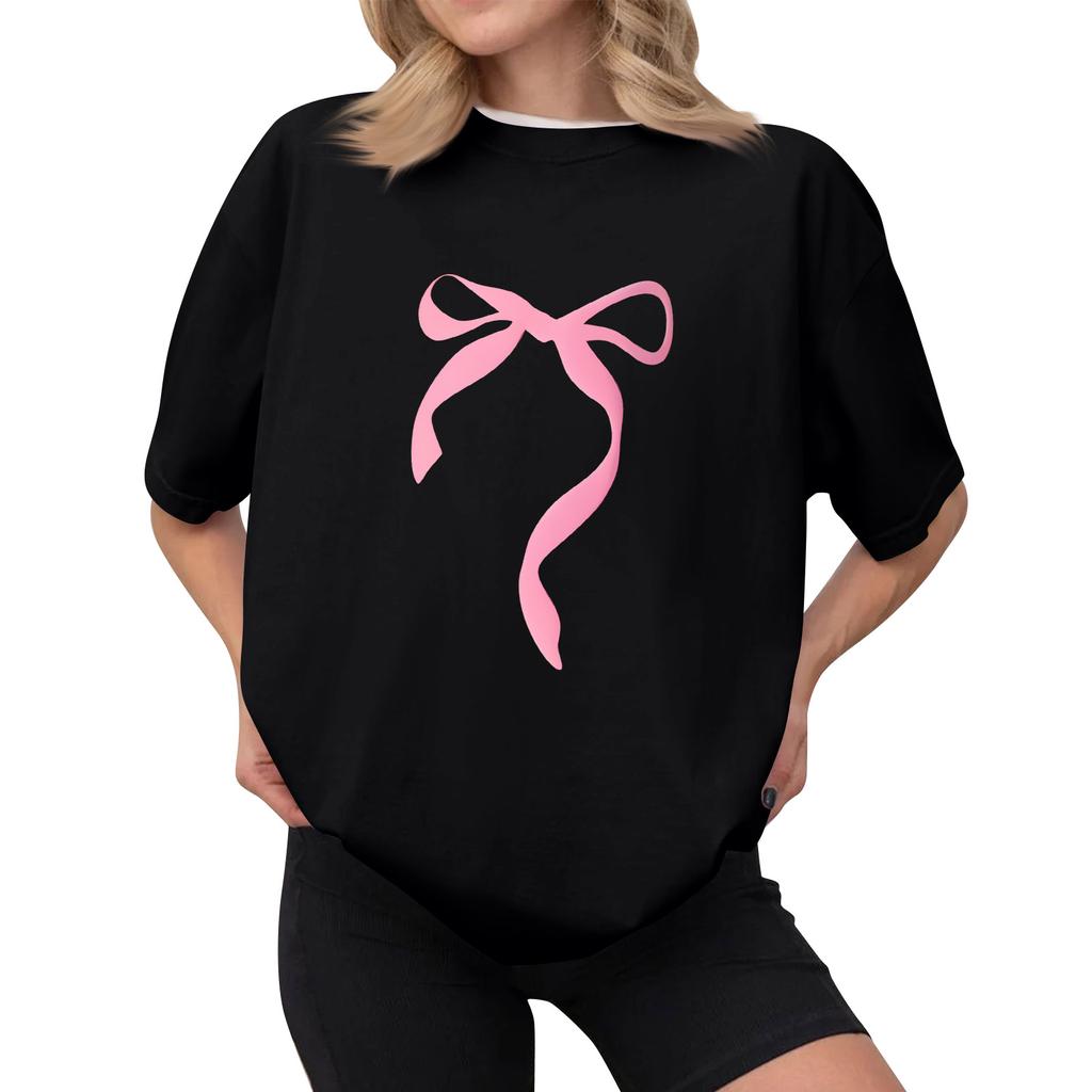 Women's Casual Printed T-Shirt Round Neck Pullover Short Sleeve Top