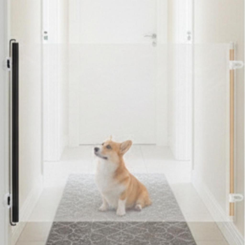 Retractable Pet Barrier Transparent Dog Gate with Hooks Extendable for Hallways