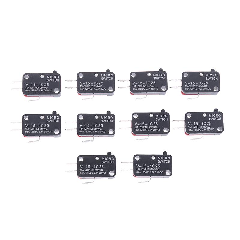 10Pcs Micro Switch V-15-1C25 Silver Point V-15-1C25 Microwave Oven Contact Switch Copper Point Tact Switch Limit Microswitch