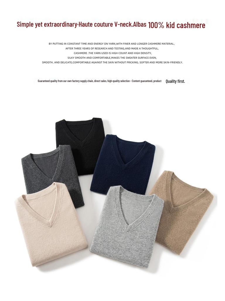 Men's Cashmere V-Neck Sleeveless Knit Vest - 2025 Autumn/Winter Collection