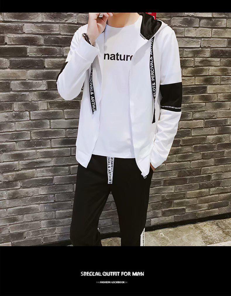 2019 Autumn Men's Two-Piece Set: Japanese Korean Style Hoodie & Sports Jacket