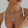 Knot Chain Heart Necklace Double Layer Fashion Neck Jewelry