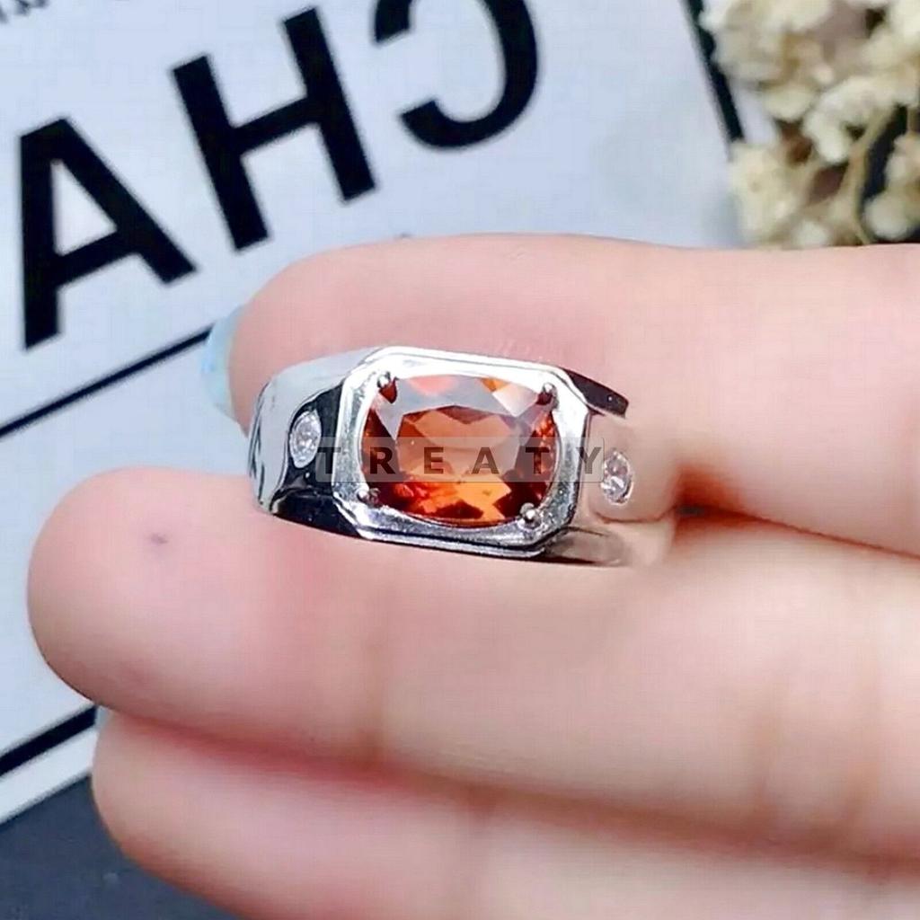 Garnet Oval Cut Gemstone With 925 Sterling Silver Ring For Men's #335 JL375732457971