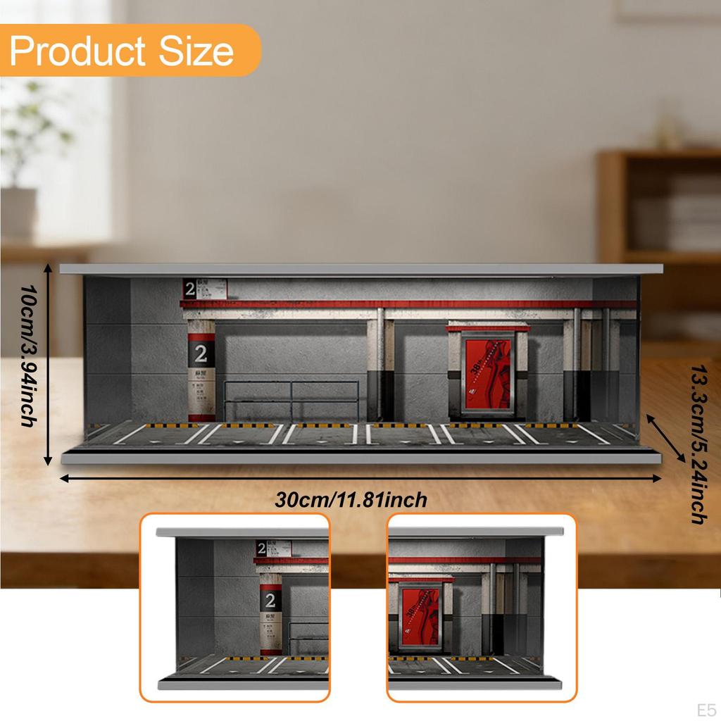 1/64 Model Car Display Case Diorama Desktop Decoration Toy Storage Box Showcase Organizer