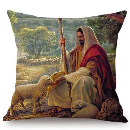 Jesus Christ Portrait Christian Art Cushion Cover Car Decoration Oil Painting Home Pillow Cover