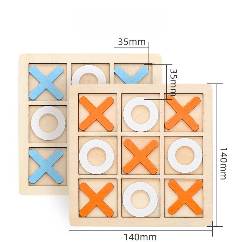 XO Tic-Tac-Toe Strategy Game Set - Wooden Logic Brain Teaser for Family & Early Learning, Interactive Educational Board Game