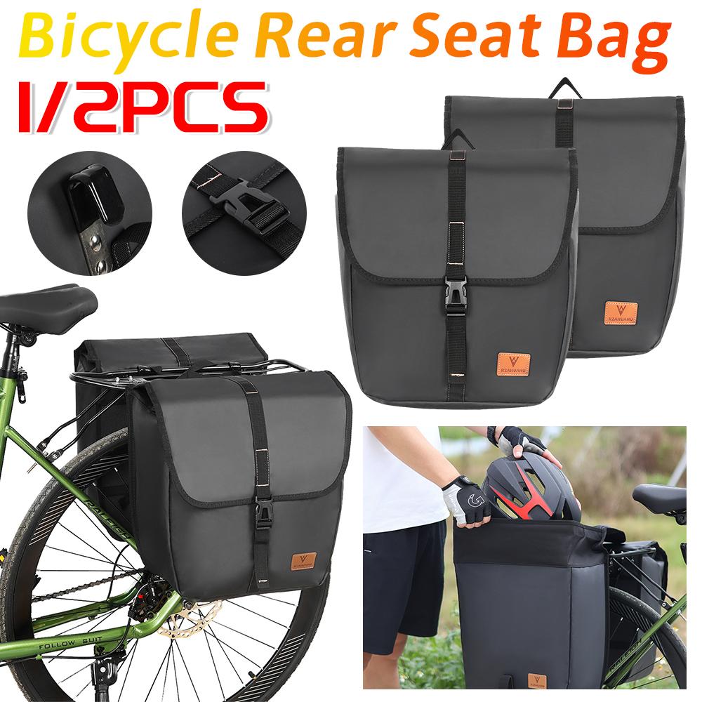 1/2PCS Bicycle Rear Seat Bag Waterproof Bicycle Saddle Bag With Handle Bike Rack Tail Bag Outdoor Riding Rear Seat Panniers Pack