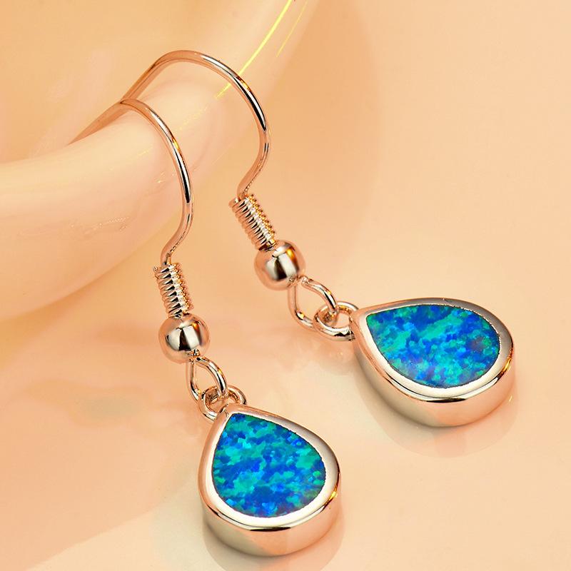 Daily Versatile White Water Drop Shaped Opal Earrings Women's Natural Casual Style Small Face Earrings