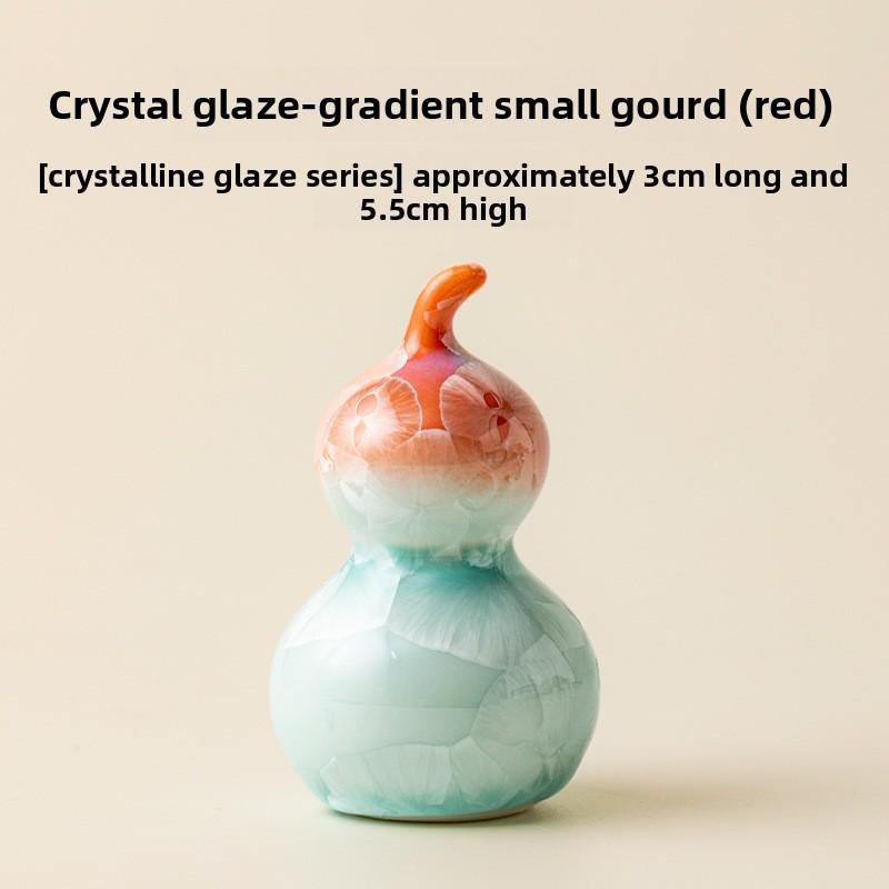 Ugnsväxlande kristallglasyr liten kalebass gradvis förändring keramiskt telek kontor hem skrivbord te husdjurs prydnad