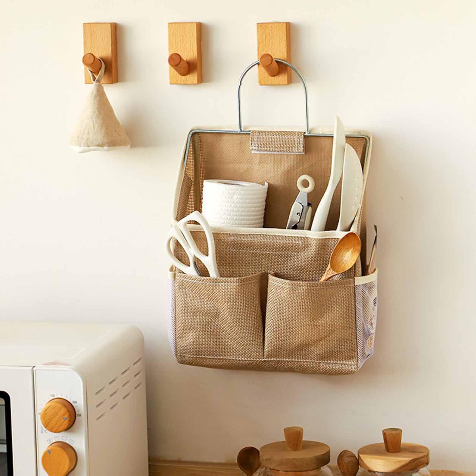 

Wall Hanging Organizer Bag Space Save Household Organization Pouch Waterproof Bin for Rv Truck Door Kitchen Living Room Closet жовтий