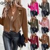 Women's Vintage Casual Solid Color Print Autumn Winter Long Sleeve POLO Neck Jackets & Coats