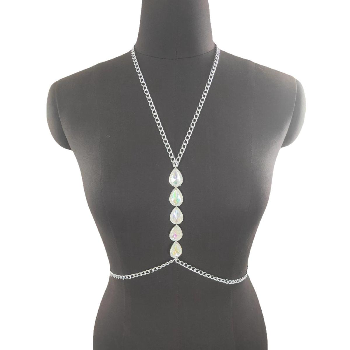 

Женское украшение-цепочка для тела, Элегантное ожерелье для живота с крупным кристаллом-самоцветом для фестиваля, пляжа, вечеринки, свадебного отпуска серебряный