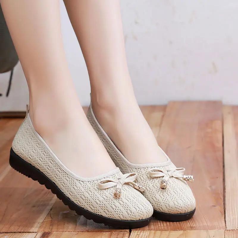 Fashion Ladies Footwear Soft Bottom With Heel Slip-on Breathable Women's Flat Shoes Office Canvas Comfortable and Elegant Lastest Y2k 39
