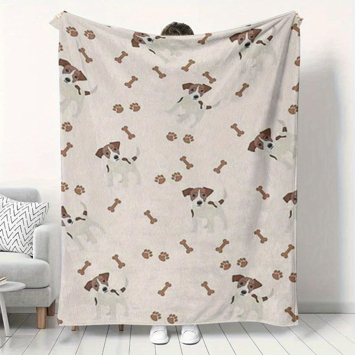 

Dog Pattern Polyester Blanket - Soft and Warm for Sofa/Bed/Office, Cozy Travel Gift for Pet Lovers, Birthday/Anniversary Gift 100x150cm